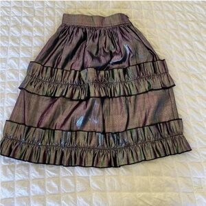 ASOS Black Metallic Ruffled Tiered Midi Skirt